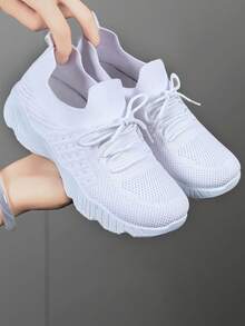 2025 New Women's Canvas Shoes Stitching Letter Color Matching Fashion Women's Sports Shoes Outdoor Leisure Hiking Climbing Party Women's Casual Sports Shoes Tennis Travel Kitchen Hospital Christmas Gift Women's Shoes - trắng - Xem 2