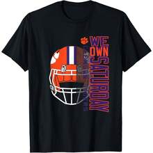 Clemson Tigers Football Saturdays Officially Licensed T-Shirt All Seasons,220g Pure Cotton Single-Sided Printed Crew Neck Short-Sleeved T-Shirt,Unisex Top,Base Layer - Màu 1 - Xem 1