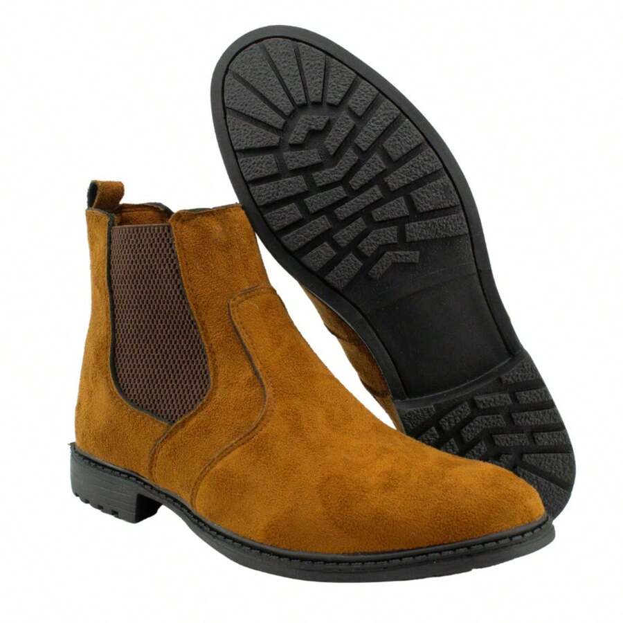 Men's Chelsea Suede Ankle Boot, 100% Leather - 芥末黃 - 查看 1