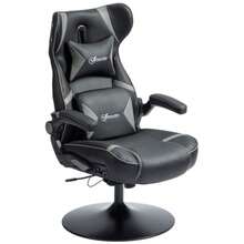 Gaming Chair With Rocking And Swivel Function, Ergonomic Computer Chair, Height Adjustable, Swivel Office Chair With Speakers, Load Capacity Up To 120 Kg, Black And Grey - Black - View 9