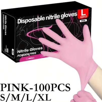 100/50/4pcs/Pack (No Box), Disposable Nitrile Multi-Purpose Gloves. Sizes: S, M, L, XL. Durable, Waterproof, Thickened, Suitable For Household Cleaning. Also Applicable For Kitchen, Bathroom, Cleaning, Tattoo, Beauty Care, Hair Coloring, Painting, Outdoor Travel, Household Tools, Pet Care, Hair Salon And Cleaning Supplies, Etc.