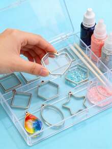 1/5件 304不锈钢PVD镀金心形方形UV树脂硅胶模具耳环底座吊坠连接器珠宝制作 - 彩色 - 查看 4