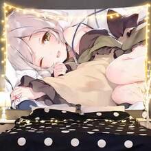 Anime Manga Girl Wall Tapestry Kawaii Aesthetic Cute Bedroom Living Room Dorm Decor - Multicolor - View 6