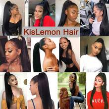 Straight Wrap Around Ponytail Human Hair Extensions Natural Color Hairpiece Brazilian Remy Hair Clip In Ponytail Hair Extensions - Natural Black - View 8