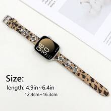 1条时尚豹纹星形爱心皮革3D星形爱心链 - 可调节、可折叠扣，兼容38毫米至49毫米表带，时尚设计，配饰 | 复古风格设计 | 耐用表带 - 咖色 - 查看 3