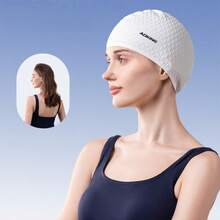 1顶时尚印花泳帽，防水硅胶泳帽，带护耳设计，舒适不紧绷。 - 彩色 - 查看 2