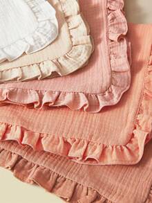 5pcs Baby Muslin Feeding Burp Cloths, Ruffled Pink Baby Pillow Case, Face Towel, Bib, Spring/Summer New Gift Set - Multicolor - View 2