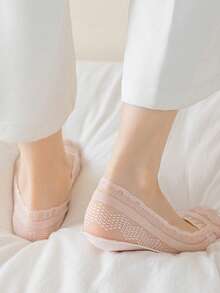 Women's Summer Ice Silk Anti Slip Lace Thin Invisible Boat Socks Breathable And Fashionable Style - Multicolor - View 6