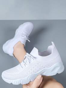 2025 New Women's Canvas Shoes Stitching Letter Color Matching Fashion Women's Sports Shoes Outdoor Leisure Hiking Climbing Party Women's Casual Sports Shoes Tennis Travel Kitchen Hospital Christmas Gift Women's Shoes - trắng - Xem 1