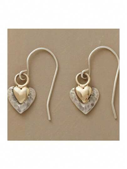 Handmade Double-Layer Heart-Shaped Pendant Earrings, Fashionable And Cute Jewelry Suitable For Women's Daily Wear, A Romantic Gift For Her