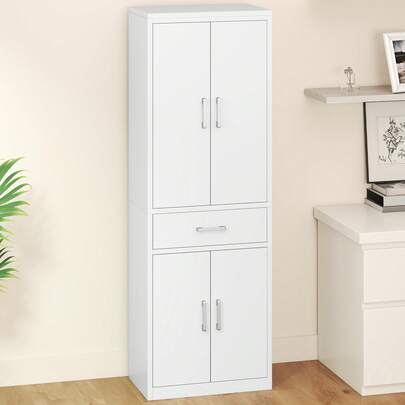 Aktenschrank, Aufbewahrungsschrank mit 3 verstellbaren Regalen, Büro Aktenschrank mit Schublade, Stahl Büro Schrank für Büro Küche Garage, 180H cm x 60W cm x 34D cm -by GeoTower