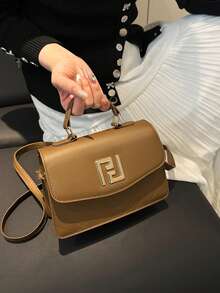 1pc Women's Fashionable Commuter Solid Color Handbag, Portable Versatile Niche Shoulder Bag, Luxurious High-Quality Crossbody Bag, Suitable For Dates, Shopping, Gifts, Work - Coffee - View 3