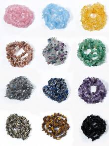 1 Strand Natural Gravel Stone Crystal Chips Beads Irregularity Gemstone Jasper Freeform Chip Nugget Beads, Sunstone, Fluorite, Amethyst Healing Energy Loose Beads DIY Jewelry Making For Necklace Earrings Bracelets Jewelry - Multicolor - View 1