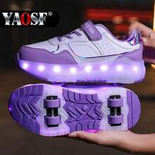 YAOSF Children/Teens Roller Shoes - Upgraded Version With Enhanced Stability, Detachable 2-In-1 Sports Shoes, Street Cool Roller Skating Shoes, Outdoor Sports Luminous Shoes, Parent-Child Shoes, New Inline Skates, Light-Up Shoes At Night, USB Rechargeable Roller Skate Shoes, LED Light-Up Roller Skate Shoes, Sports Shoes With Luminous Soles, Boys/Girls/Students Outdoor Sports Roller Shoes, High-End Children's Festival Gift - Purple - View 18