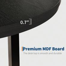 Industrial 47'' Round Dining Table For 4-6 – Space-Saving Wooden Kitchen Table – Sturdy Metal Frame – Perfect For Dining Room Or Kitchen – No Chairs Included - Black - View 4
