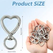 8pcs Heart Shaped Keychain Hooks, Metal Heart Rotating Spring Clip Keychain Hooks For DIY Creative Keychains, Cute Keychain Clips For Wristlet, Card Holders And Photo Keychains - Heart-shaped Buckle + Spring Ring - View 2