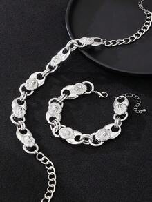 Men's Hip Hop Personalized Animal Chain Metallic - Necklace And Bracelet Jewelry Suitable For Party And Street Wearing (No Gift Box) - Silver - View 2