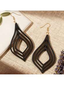 8 Paar/Set Vintage Statement Schmuck, leichte schwarze/afrikanische Holzohrringe im Boho-Stil, passend für Festivals, Partys, Weihnachten, Modeschmuck für Frauen, für alle Jahreszeiten - Schwarz - Übersicht 5