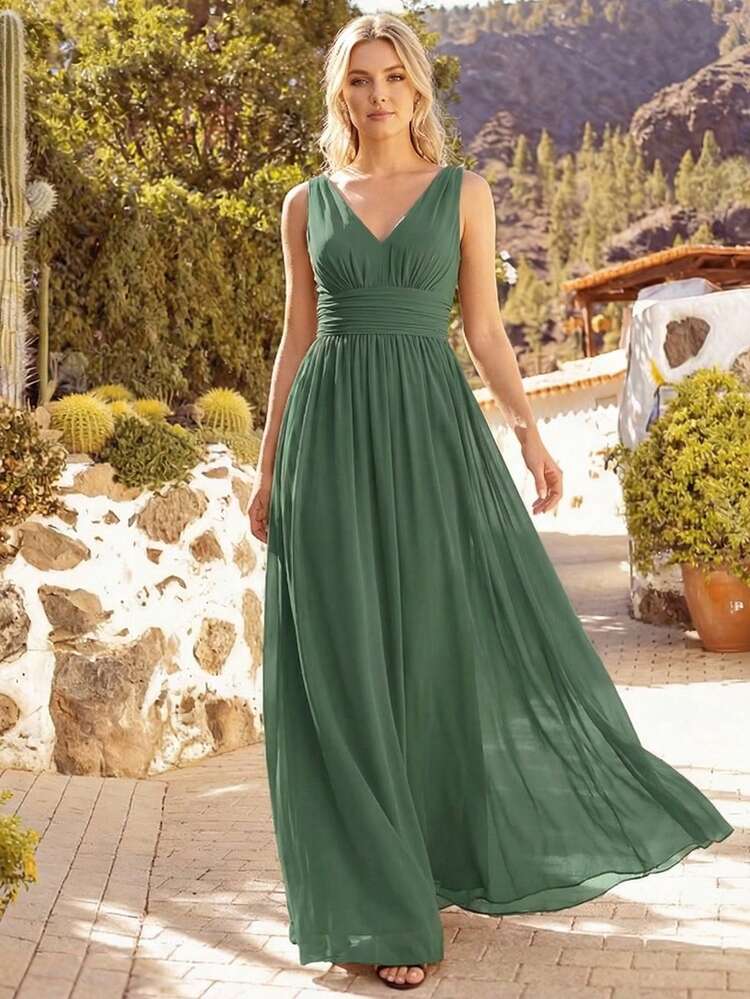 slim fit dress slacks Olive Green Chiffon Bridesmaid Gown Dress Long – loveangeldress main image 0