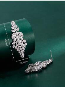 1 Pair Tylionnejewelry Luxury Cubic Zirconia Earrings, Elegant Women's Jewelry Gift, Suitable For Dates, Weddings, Parties, Anniversaries, Holiday Gifts - Silver - View 2