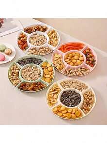 1pc Unstoppable Heart-Shaped Snack Divider Plate, Azeroth Plate, Snack Bowl, Multi-Layer Bowl Plate, Nuts, Candy And Fruit Container, Reusable Plastic Snack Plate With 4 Compartments, Suitable For Home And Restaurant - Multicolor - View 1