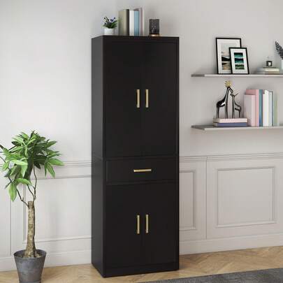 Mobiletto portadocumenti in acciaio BALCONERA con 3 ripiani regolabili e 1 cassetto, mobiletto portaoggetti per ufficio, cucina, garage, dimensioni 180x60x34 cm