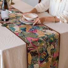 Rainforest Parrot Table Runner, Jacquard Cotton, Bohemian Decor - A - View 7