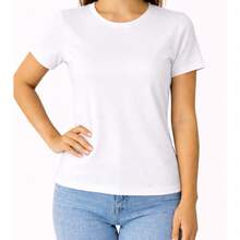 Baby look Feminina Gola Redonda Malha PV - Branco - Visão 1