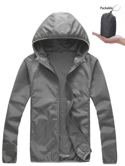 Women's Lightweight Hooded Jacket, Foldable Outdoor Windbreaker Suitable For Hiking