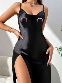 带铃铛的夹式乳头夹，无需穿孔的无痛乳环，可调节硅胶套，适合贴身穿着、角色扮演和闺房摄影 - 鈴鐺款 - 查看 2