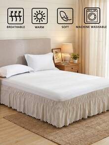 1件荷叶边床裙，简约经典日常使用，舒适透气的涤纶面料，四季皆宜，适合卧室装饰 - 米灰色 - 查看 6