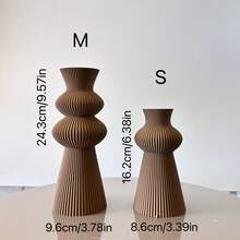 2pcs Jarrones Decorativos Plástico Estilo Bohemio Onda Rayas, Cilíndricos Redondos, Ideal para Hogar Oficina Boda Decoración, Regalo Elegante para Fiestas y Estrenas - Color de Cerámica (S+M) - Ver 9