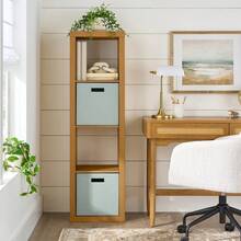 4-Cube Vertical Storage Organizer Cabinet Open Shelf Unit, Light Honey - Light Honey - View 6