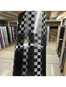 New High Gloss PET Checkered Forged Carbon Fiber Self-Adhesive Sticker Roll, Stretchable Car Wrap Aluminum Foil With Air Release, Suitable For Cars, Motorcycles, Bicycles And Other Vehicle Customization, Forged Carbon Fiber Customization Film - One Size Fits All - View 2