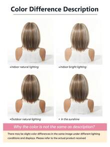 12英寸时尚渐变棕色波波头假发，带刘海，100%桑蚕丝材质，哑光质感，耐热，直发造型，透气玫瑰网帽，适合日常佩戴、派对、角色扮演、节日等场合，是送给女友、参加嘉年华和其他活动的绝佳礼物。 - 亞麻棕 - 查看 10