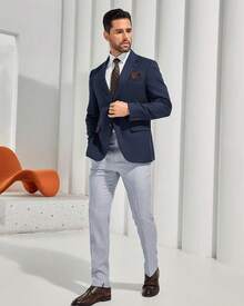 1PC  Spring/Fall  Summer    Slim Fit    Wedding  Business  Party - 深藍色 - 查看 5