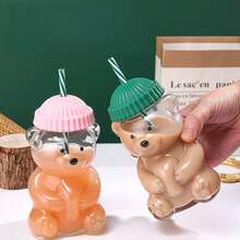 Green Beret Teddy Bear Insulated Tumbler, Fashionable Hot/Cold Drink Cup, Convenient To Carry, Popular Beverage Cup, Essential For Home And Travel, Car Cup With Straw, Milk Tea Cup - Multicolor - View 2