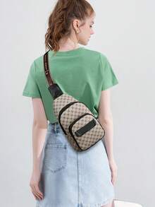 Retro Fashion Chic Wide Strap Women's Floral Print Chest Bag - Grey - View 3