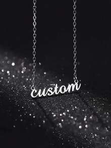 1pc Custom English Name Minimalist Elegant Stainless Steel Necklace Family Dress Holiday Gift Birthday Jewelry Gold Stylish, Fall Fashion, Vintage, Unisex, Simple, Casual, Hipster, Goth, Punk Custom, Personalized, Unique Grandparents For Anniversaries, For Valentine's Day, For Mother's Day, For Graduation, For Father's Day, For Weddings, For Daily Wear, For Party, For Prom, High School Senior High School Students, College Students, University Students, Freshman, Sophomore, Underclassmen,Delicate Romance - Multicolor - View 3