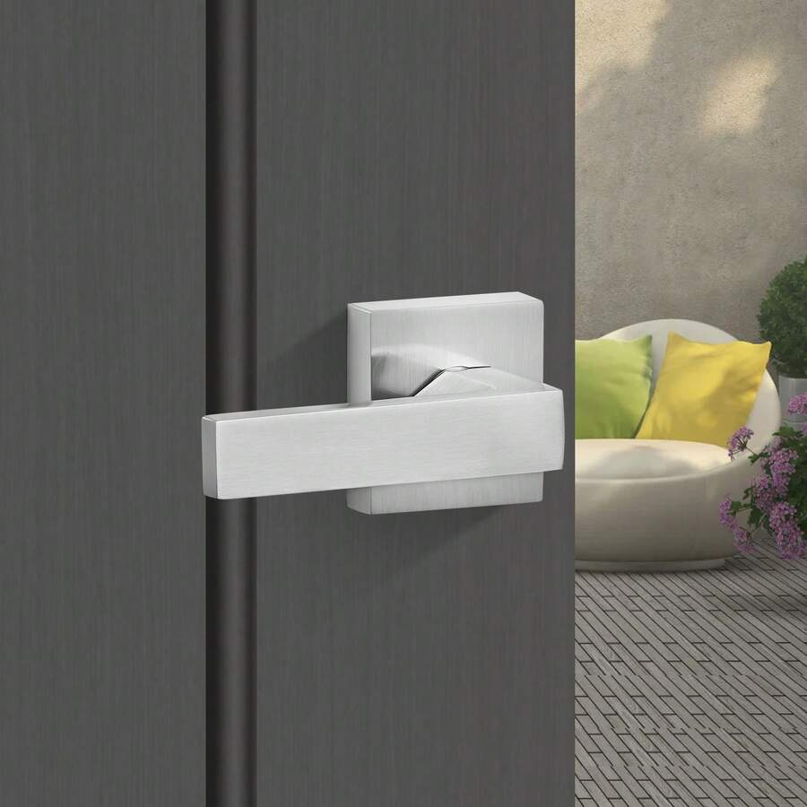 Front Door Handle, Square Entry Handle Set With Lever, No Lock, Adjustable Hole Space, Zinc Alloy Die-Casting, Reversible For Right And Left Handed Entrance And Front Doors, Satin Nickel - No Lock, Satin Nickel - View 1