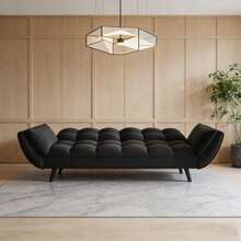 This 74-Inch Living Room Sofa Features Two Soft Armrest Cushions, Offering Comfortable Seating, Easy Assembly, And Is A Multi-Functional Sofa Suitable For Apartments, Bedrooms, And Small Spaces. - màu đen - Xem 3