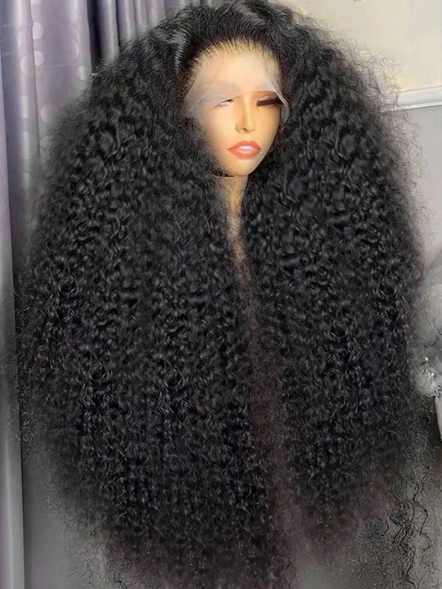 13X4 Full Lace Frontal Synthetic Wigs Deep Wave 180%Density Glueless Wig Preplucked Daily Party Wedding Gifts Black Color - 黑色 - 查看 1