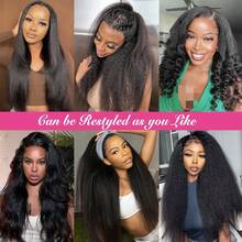 追潮【真人混纺假发】16英寸自然黑YaKi直发蕾丝前假发 - 13x4大面积透明蕾丝前假发，带假发片，可自由造型，预先拔毛和漂白，自然柔软，适合女性日常佩戴 - 1B# - 查看 9