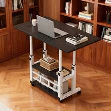 Adjustable Height Standing 3-Tier Rolling Table - Multi-Functional Mobile Lifting Table With Storage Shelves, A Movable Craft Table, Space-Saving (Black/White Available) Sewing Storage And Furniture. Durable Metal Frame Construction, Easy To Assemble, Suitable For Bedrooms And Dormitories, A Lazy Table, And An Ideal Workbench For Artists, Artisans, Craftspeople, Sewing Supplies Makers, And Home Office Workers. - 黑色 - 查看 7