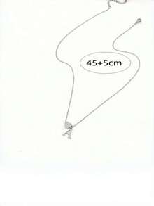 时尚首饰，A-Z字母项链，女士不锈钢心形字母吊坠项链，节日礼物 - 彩色 - 查看 3