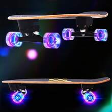 Nattork Complete Skateboards 29" X 9" Youth Cruiser Skateboard For Beginners Double Kick Deck Concave Girls Or Boys Skateboard Gold Check - Golden Check - View 4