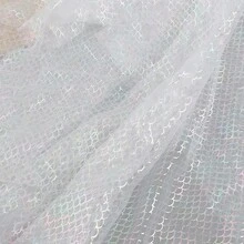 1pc Iridescent Fish Scale Mesh Fabric, Sheer Hazy Effect, Suitable For Wedding Party DIY Dress - Multicolor - View 42