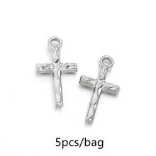 5pcs/Pack Stainless Steel Cross Pendant, Fashionable Personalized Necklace Bracelet Earring Jewelry Making Cross Pendant, Anti-Allergy Jewelry DIY Pendant Accessories - Pendant - View 29