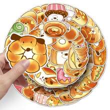 50pcs Cute Cartoon Bread Dog Food Series Stickers, Suitable For Scrapbooking, Diaries, Notebooks, Water Bottles, Cars, Etc. Faith-Based Design With Positive Messages, Great Gift - Multicolor - View 3
