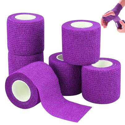 9/5/3/1 Rollo de venda deportiva púrpura, compresión transpirable, envoltorio para dedos de tela no tejida transpirable, adecuado para muñeca, dedo, tobillo, codo y hombro, aplicable para fitness, deportes de pelota, fútbol, baloncesto
